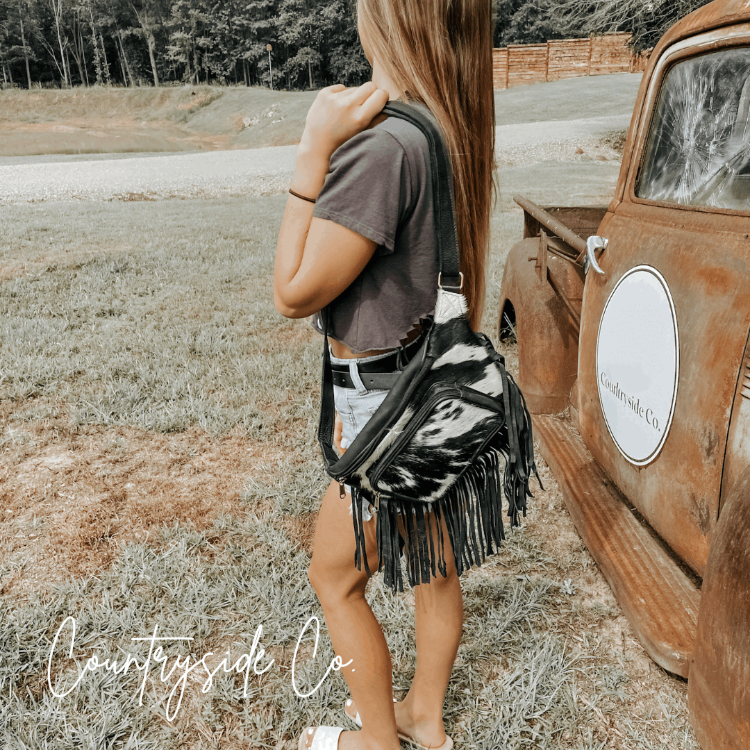 Austin Cowhide Sling Fesitval Bag Fanny Pack by Countryside Co.