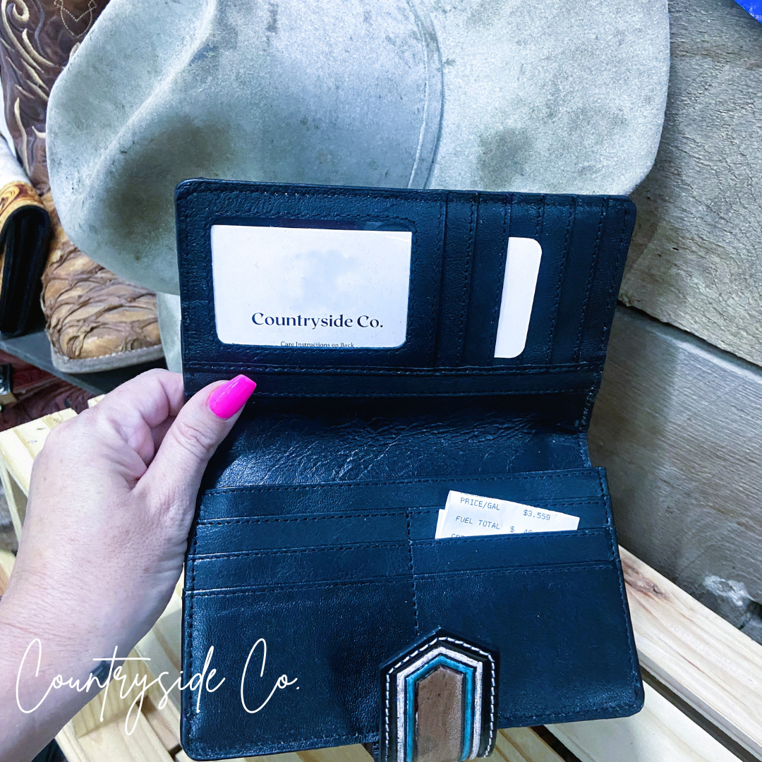 Pocahontas Cowhide Turquoise Wallet by Countryside Co.