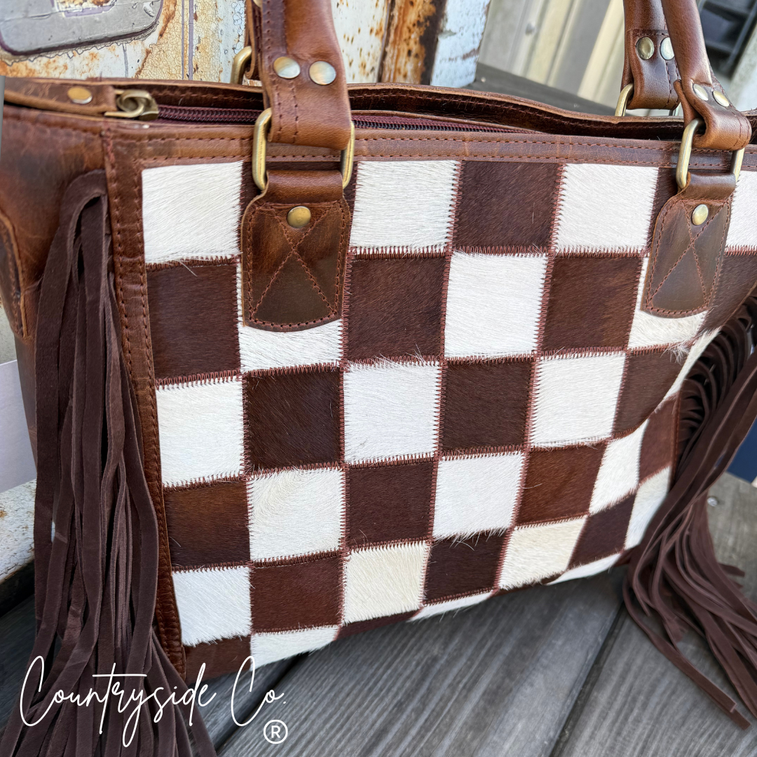 Canyon Check Cowhide Concealed Carry Purse
