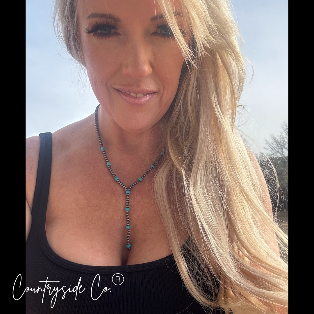 Long Trail Western Necklace Navajo Pearls & Turquoise