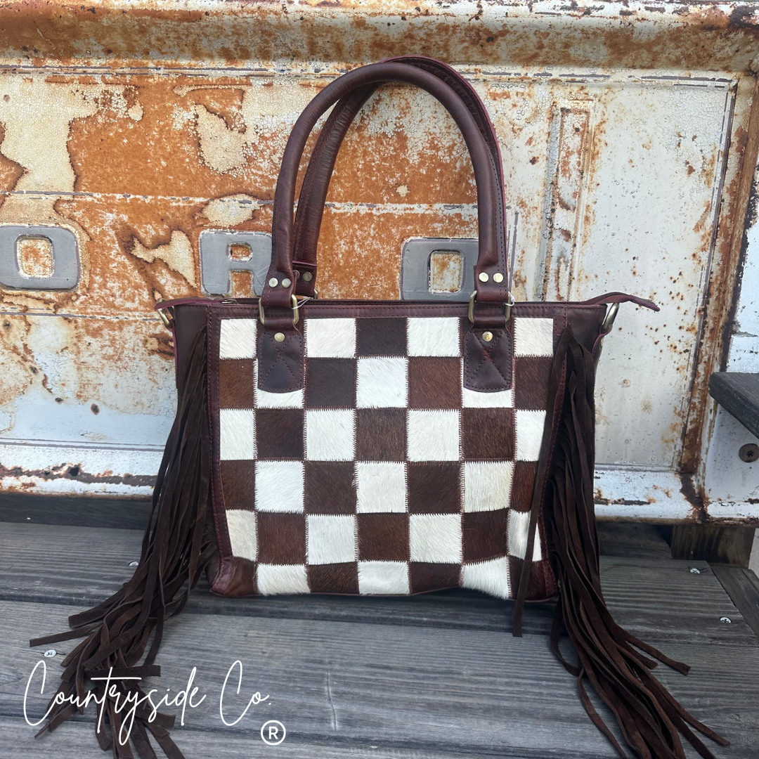 Canyon Check Cowhide Concealed Carry Purse