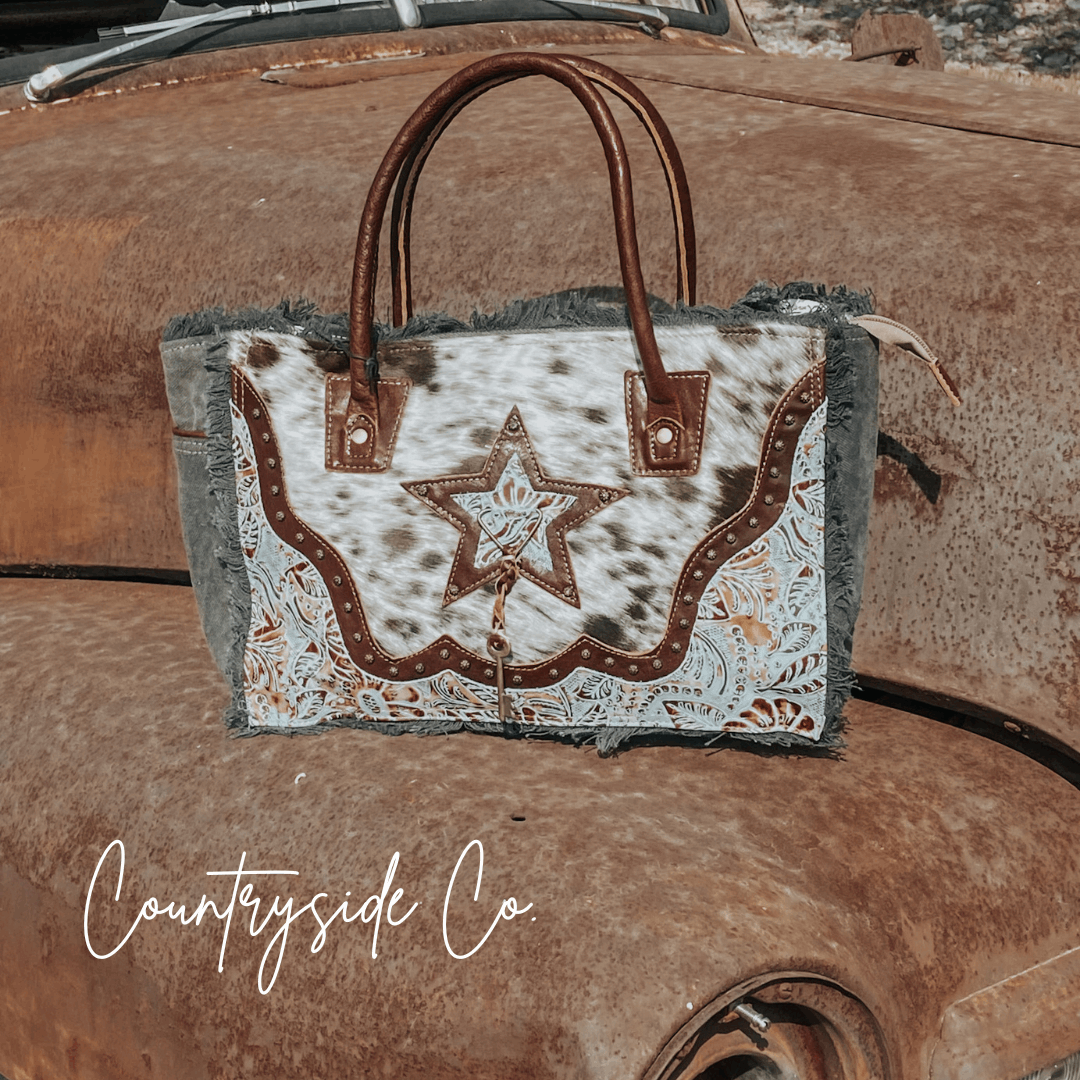 Lone Star Tooled Leather Cowhide Tote