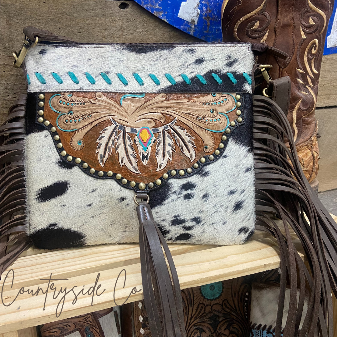Sierra Cowhide Fringe Concealed Carry Purse