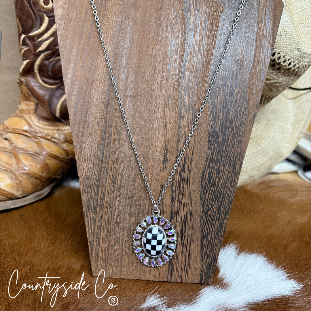 Checkered Statement Necklace