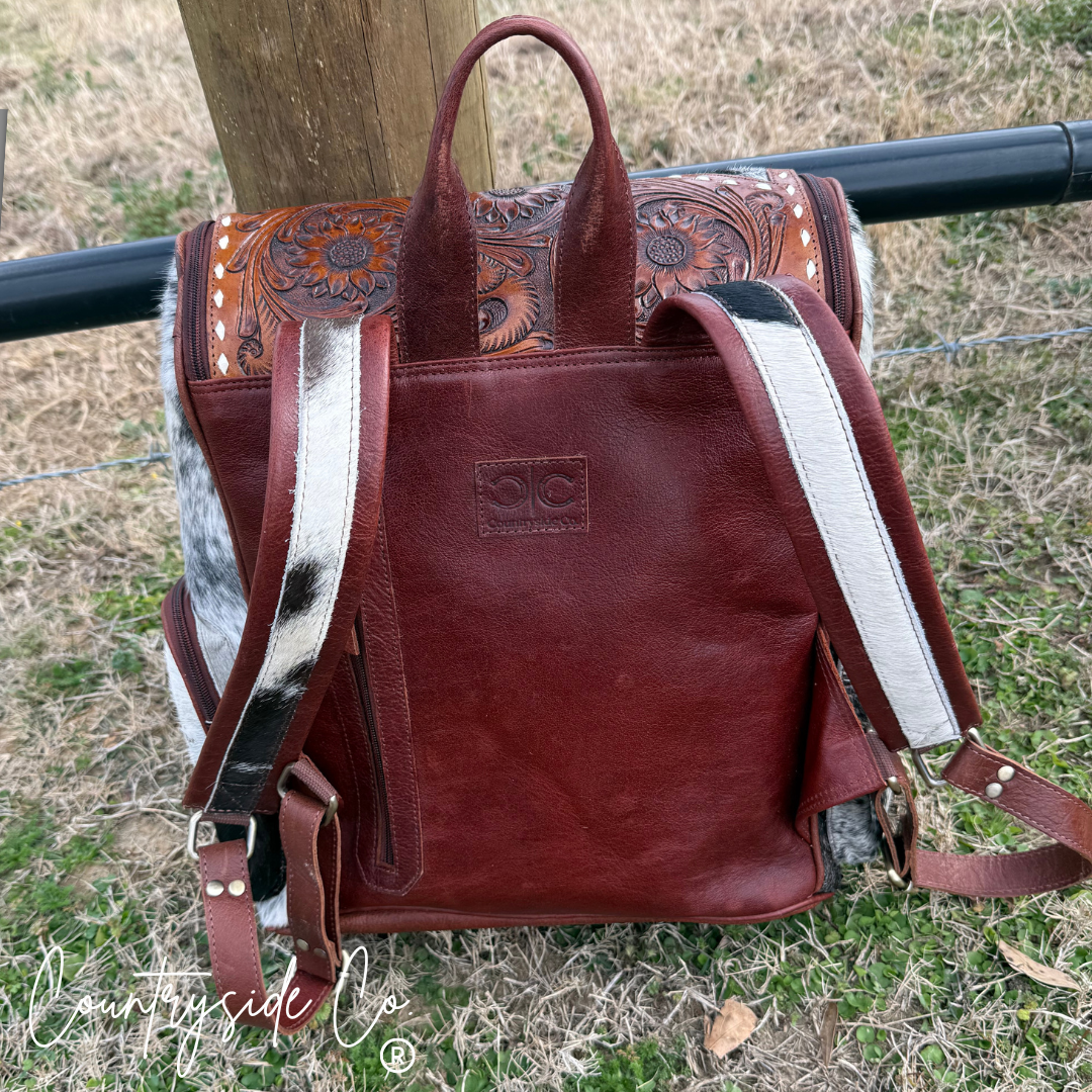 Vintage NFR Tooled Leather Conceal Carry Backpack Laptop Bag