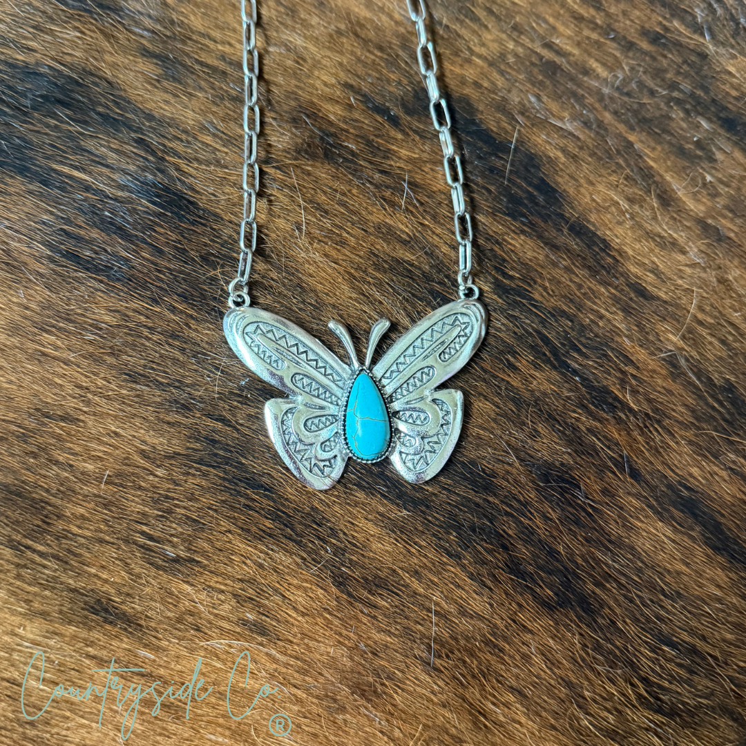 Butterfly with Turquoise Necklace