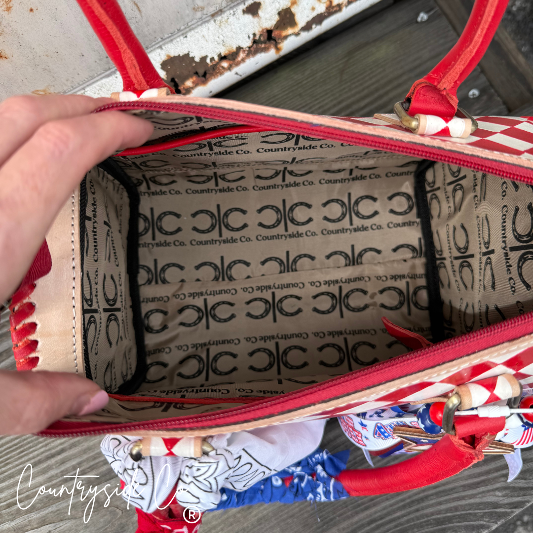Freedom Decorated Checkered Speedy Bag