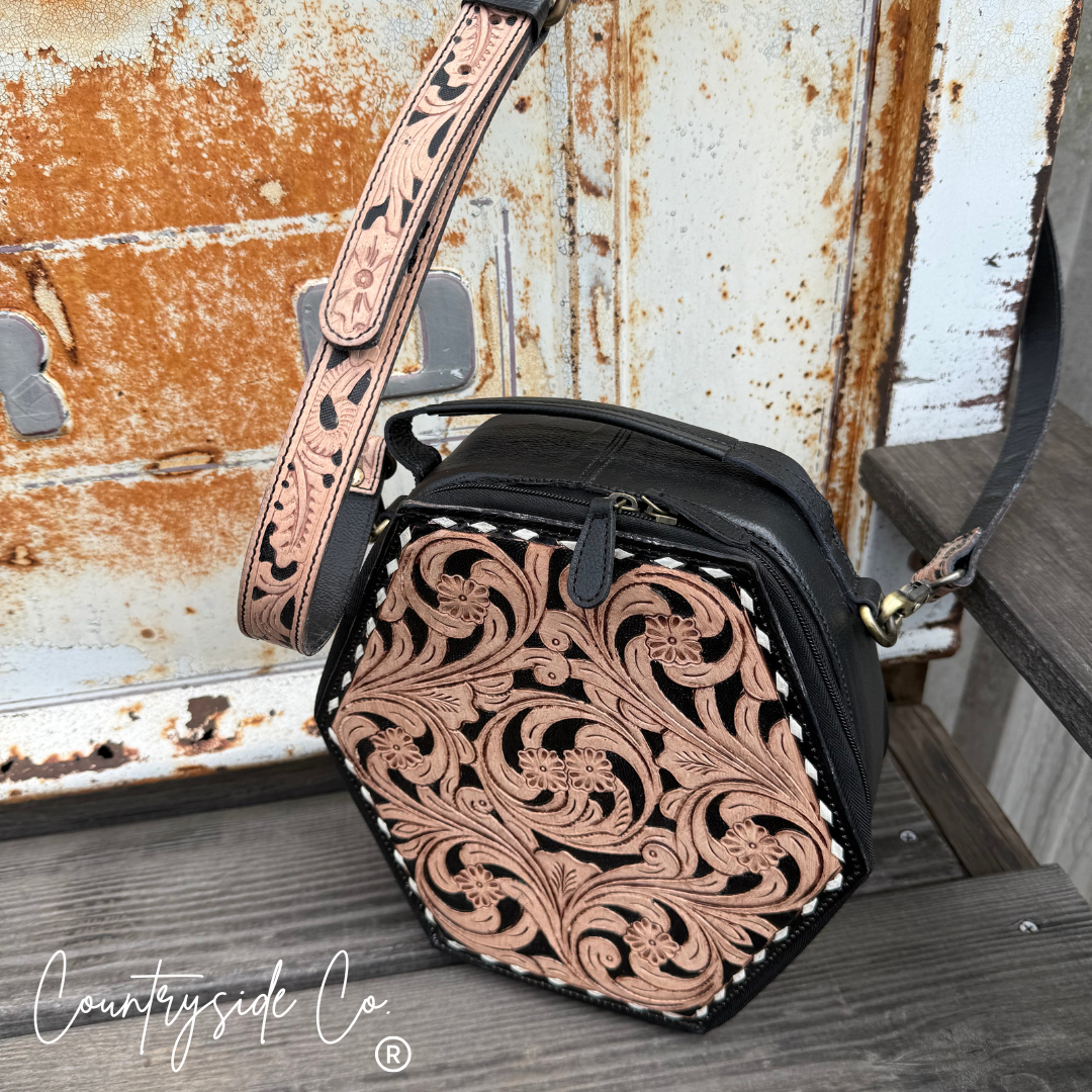 Desert After Dark Tooled Leather Handbag