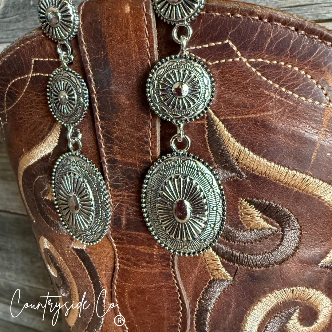Ranch Elegance Triple Concho Earrings