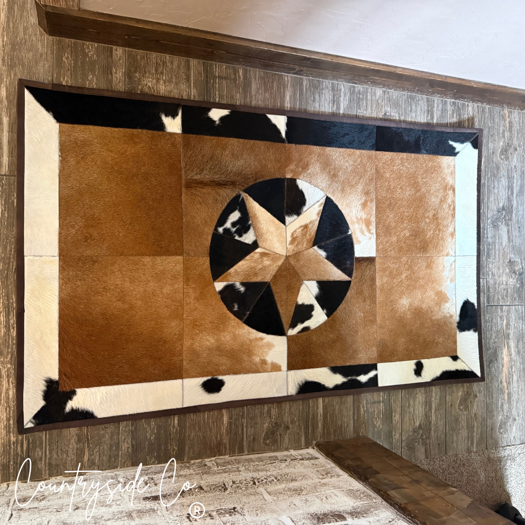 Large Heritage Star Cowhide Rug