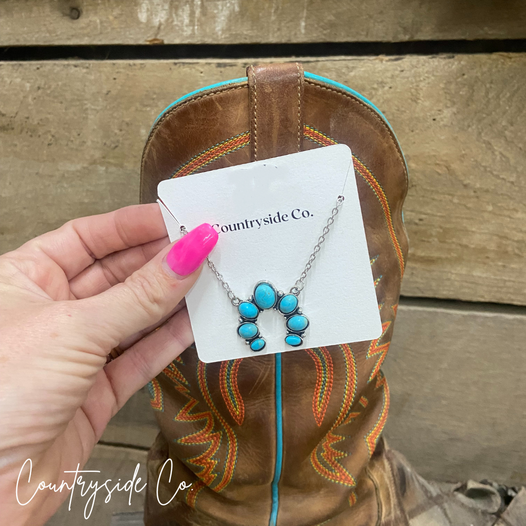 Lucky Turquoise Squash Blossom Necklace