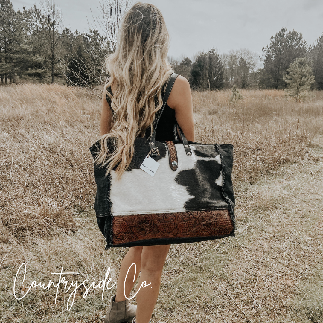 Rancho Cowhide Weekender Bag Countryside Co