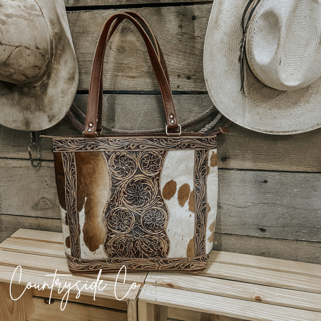 Lucille Conceal Carry Cowhide Leather Tote Purse