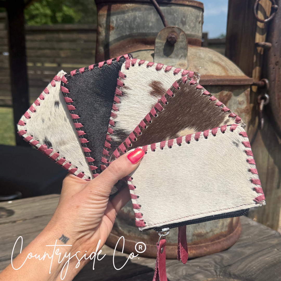 Tooled Leather Pouch Organizer, Turquoise or Pink