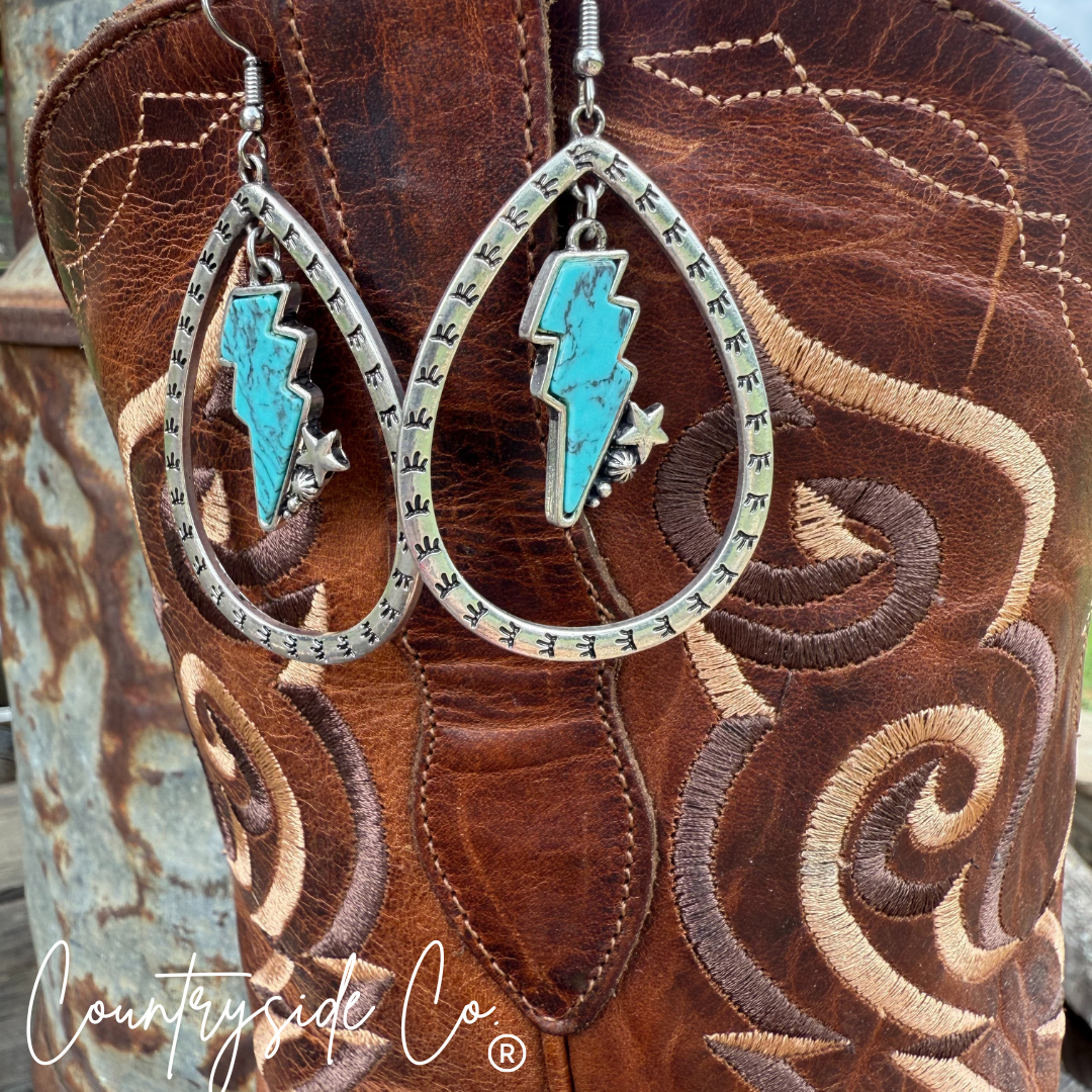 Bolt Dangle Earrings in Pink or Turquoise