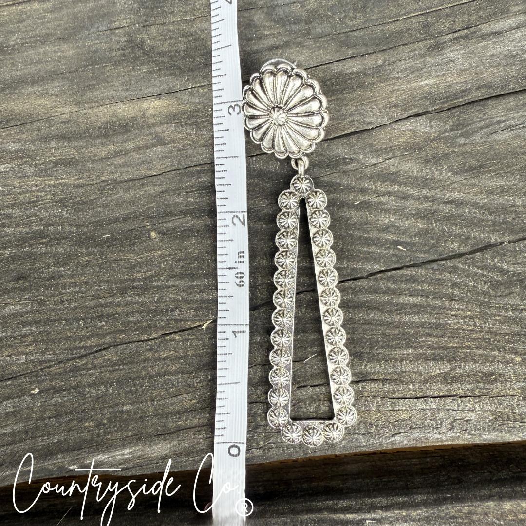 Navajo Dangle Statement Earrings Concho Accent