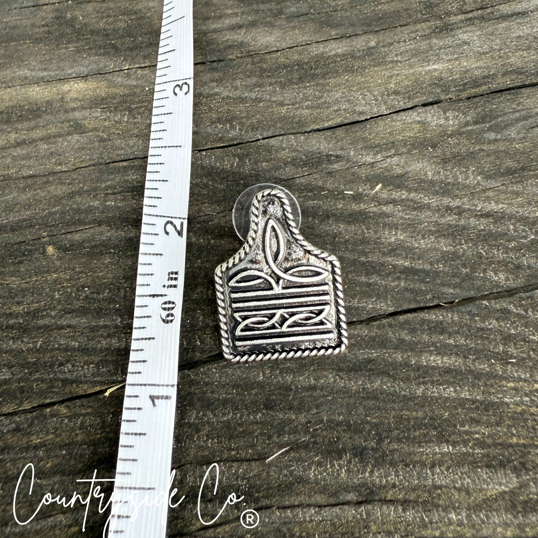Cowtag Boot Stitch Earrings