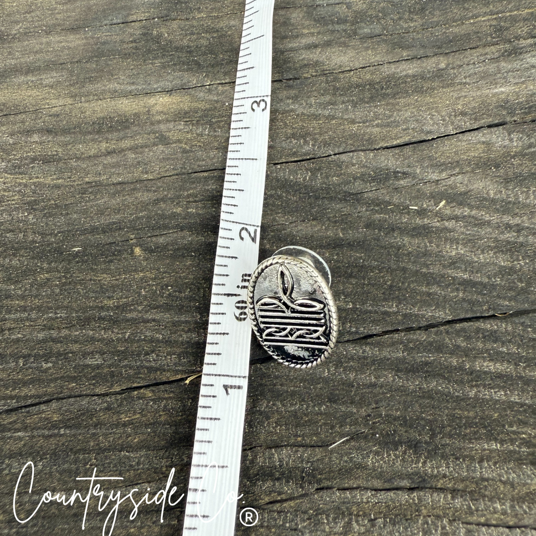 Boot Stitch Oval Earrings