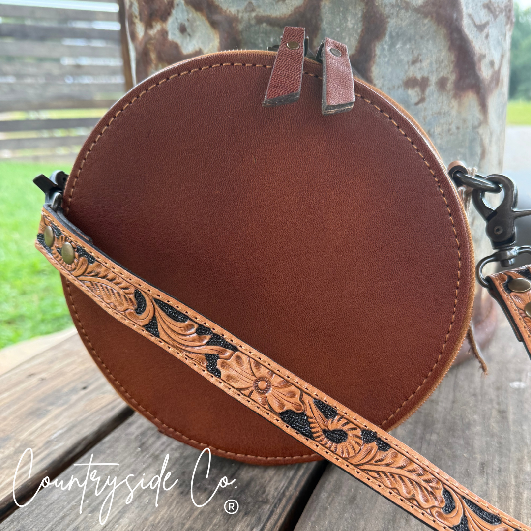 Wild Cherry Tooled Leather Canteen Purse