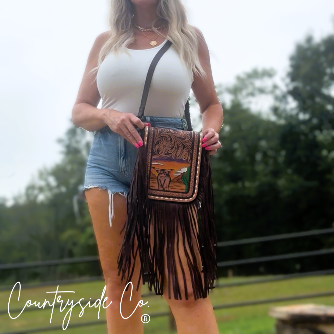 Prairie Sky Tooled Leather Purse