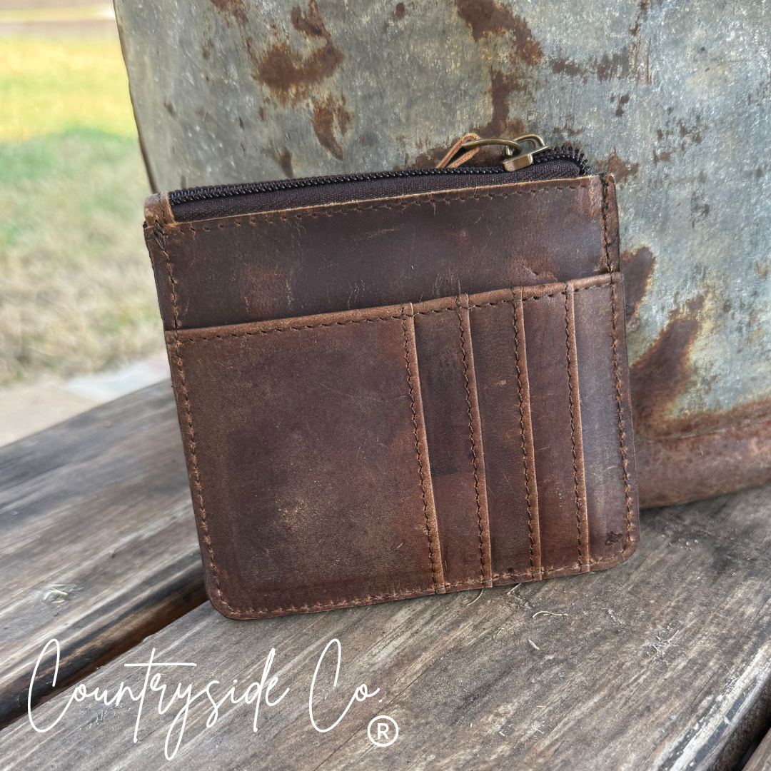 Concho Tooled Leather Small Wallet