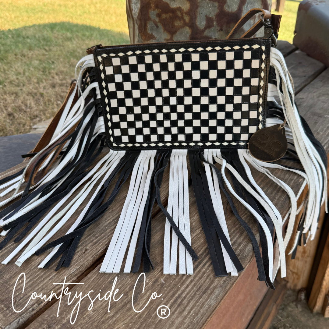 Checkered Leather Purse