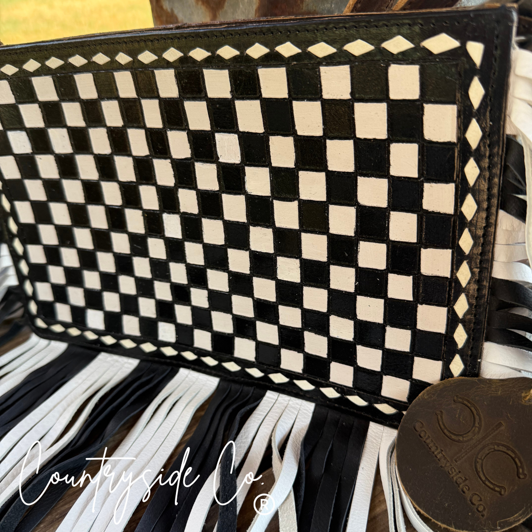 Urban Luxe Leather Checkered Purse
