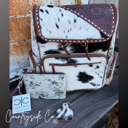 Mesa Cowhide Concealed Carry Backpack, Wristlet, Keychain BUNDLE