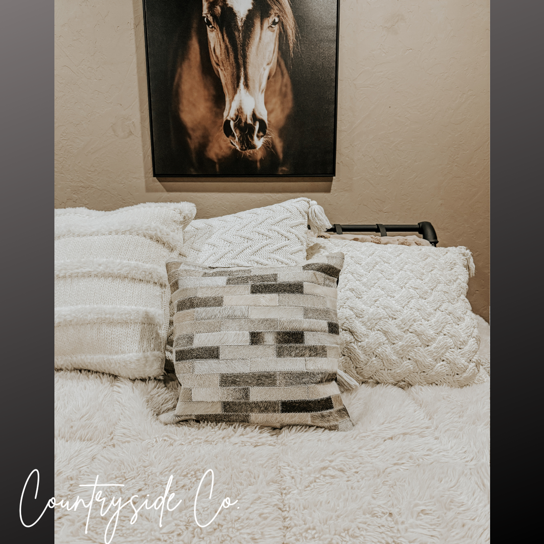 Patchwork Cowhide Throw Pillow Cover