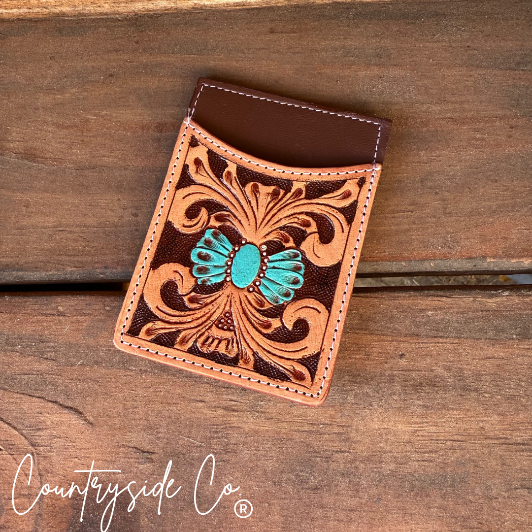 Tooled Leather Credit Card Holder
