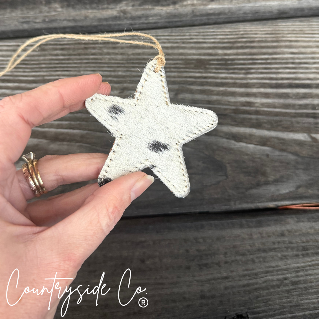Cowhide Star Bag Charm, Ornament