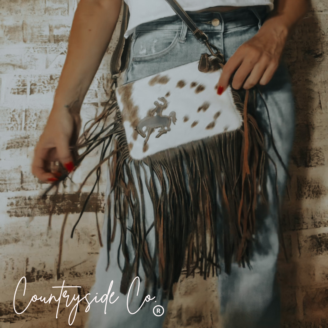 Rodeo Rider Cowhide Purse with Wristlet