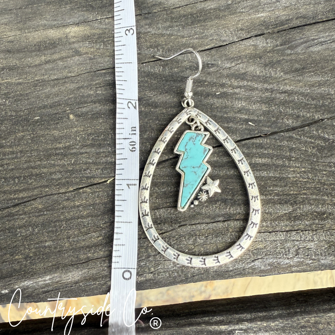 Bolt Dangle Earrings in Pink or Turquoise