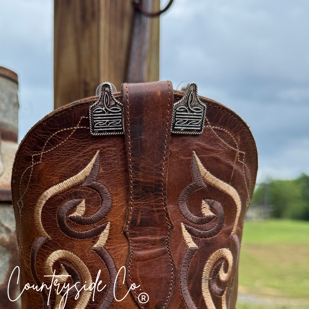 Cowtag Boot Stitch Earrings