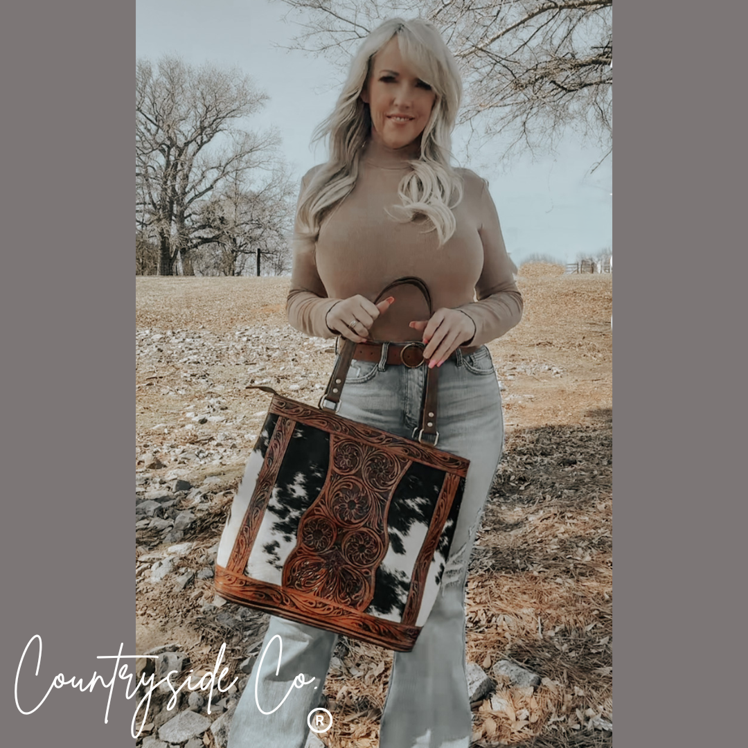 Lucille Conceal Carry Cowhide Leather Tote Purse