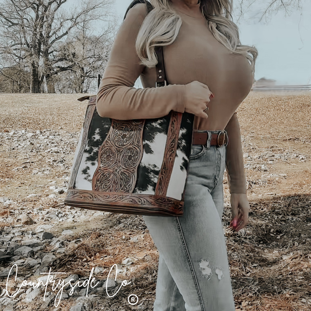 Lucille Conceal Carry Cowhide Leather Tote Purse