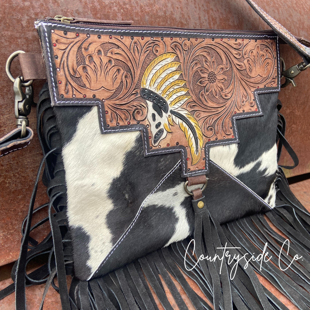 The Outlaw Cowhide Fringe Purse by Countryside Co.