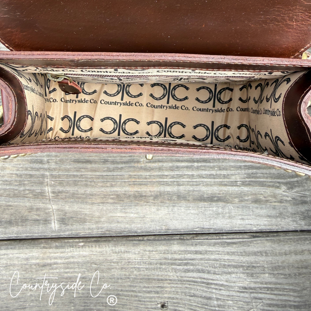Remington Tooled Leather Checkered Handbag
