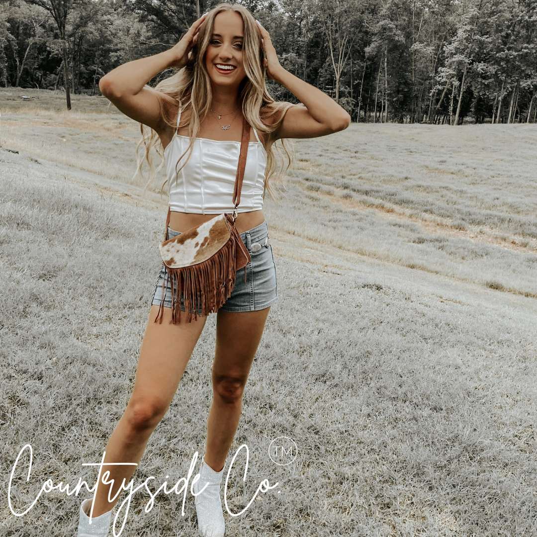 Sadie Cowhide Fringe Purse