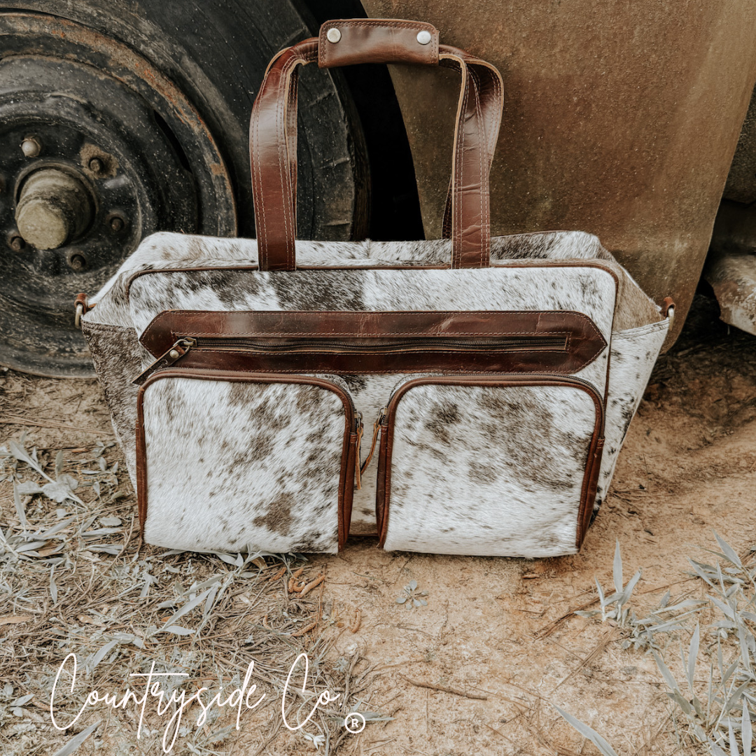 Saddlemen Carry All Cowhide Duffle Travel Bag by Countryside Co.