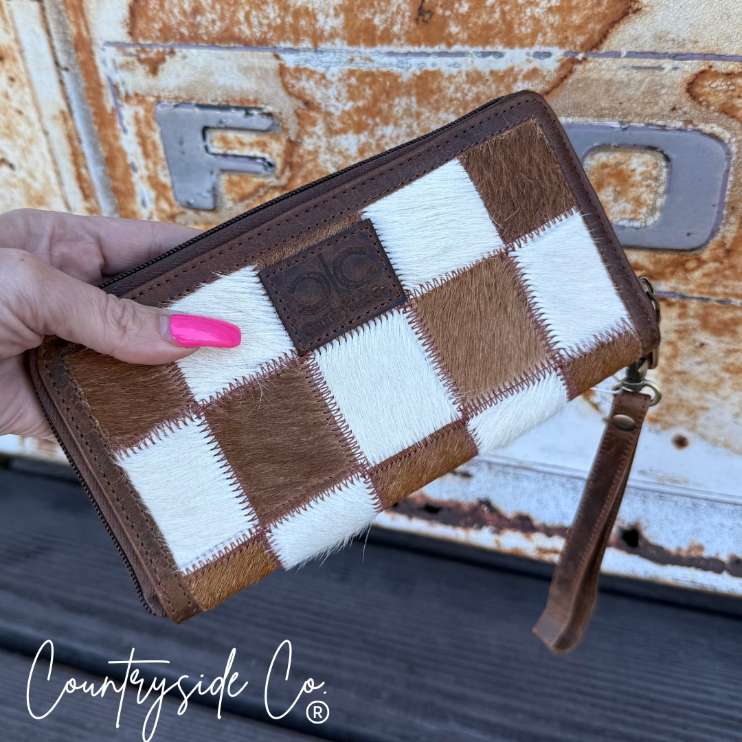 Stockdale Checkered Cowhide Wallet – Countryside Co.