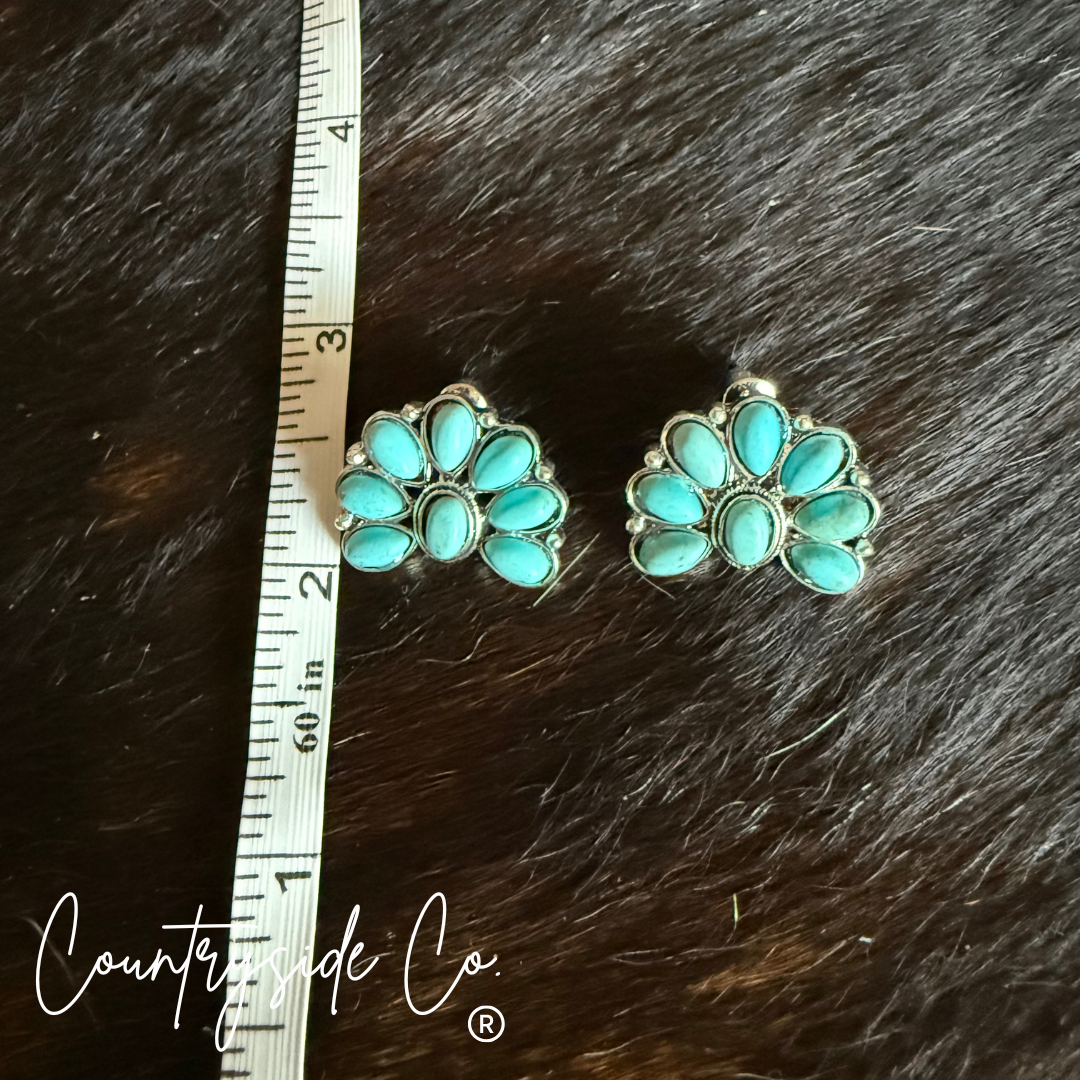 Small Turquoise Squash Blossom Earrings