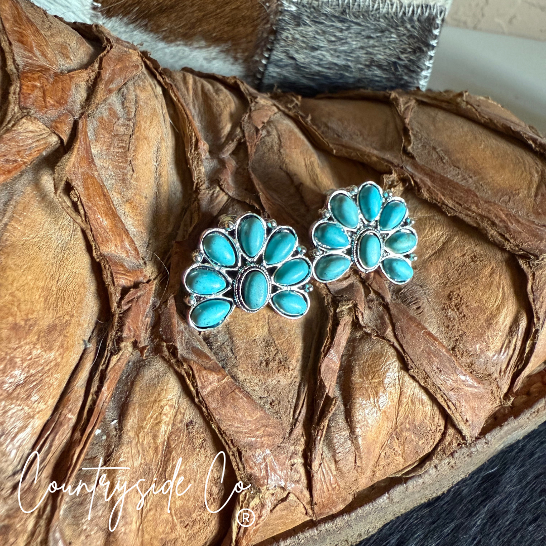 Small Turquoise Squash Blossom Earrings