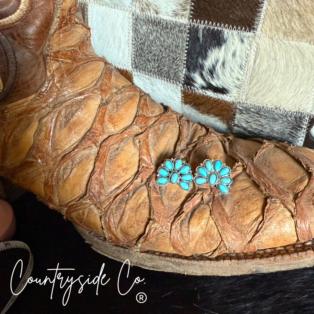 Small Turquoise Squash Blossom Earrings