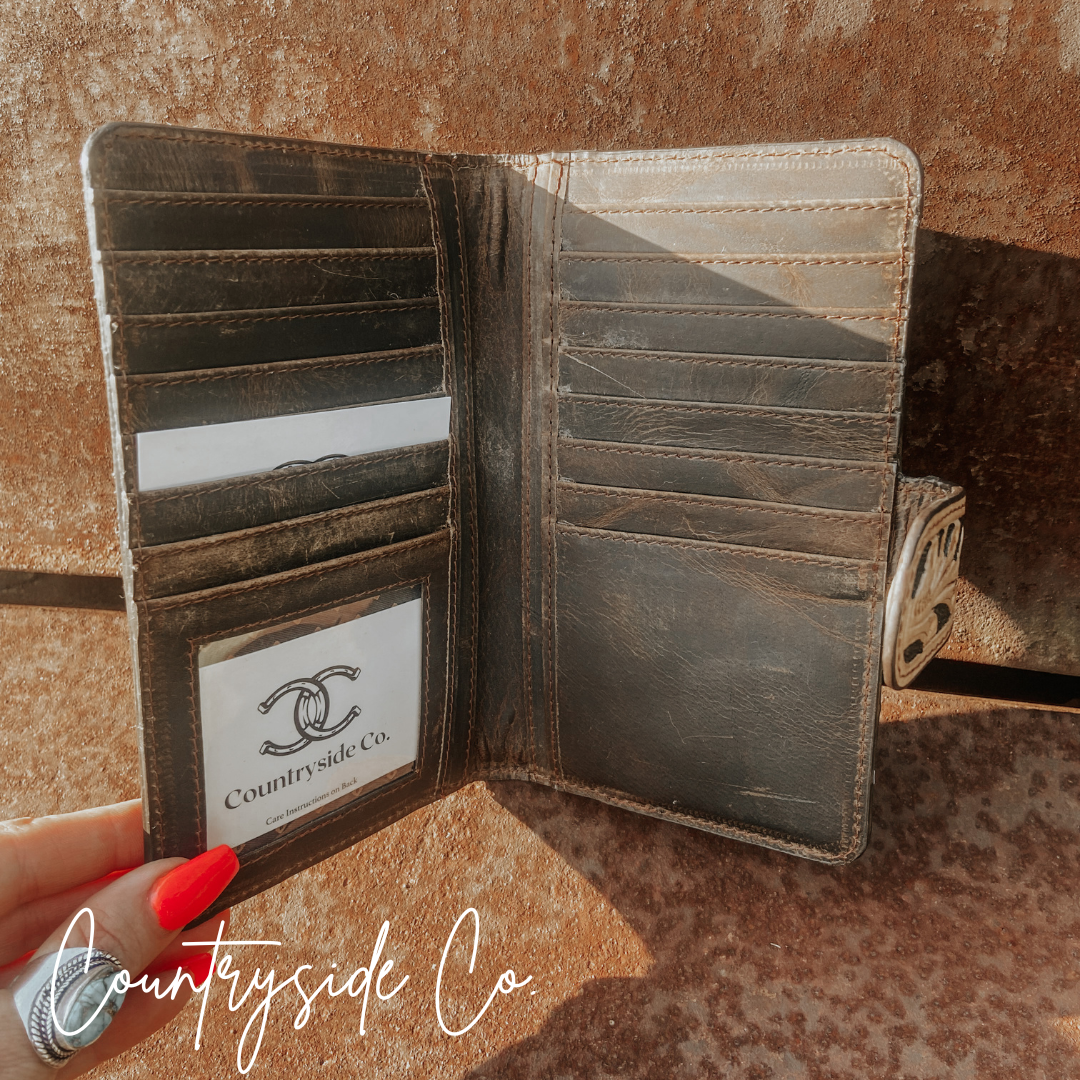 Nashville Cowhide and Tooled Leather Wallet