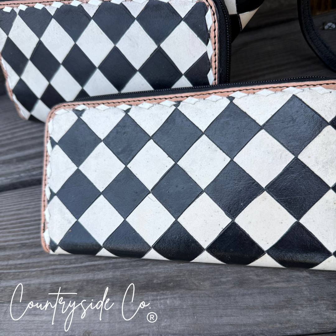Avenue Checkered Leather Wallet