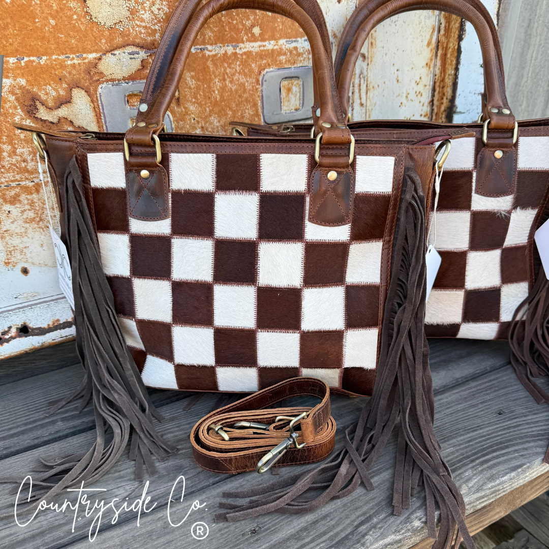 Canyon Check Cowhide Concealed Carry Purse