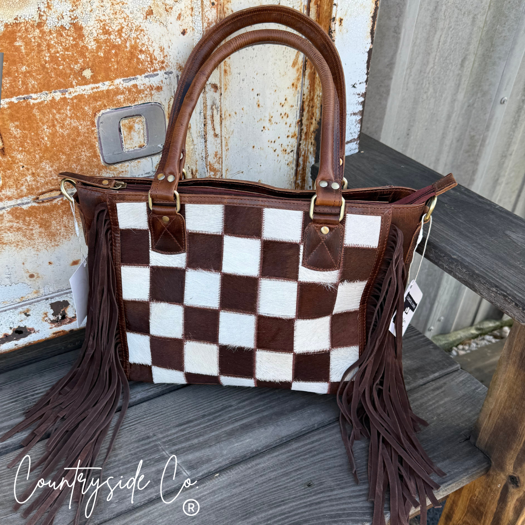 Canyon Check Cowhide Concealed Carry Purse