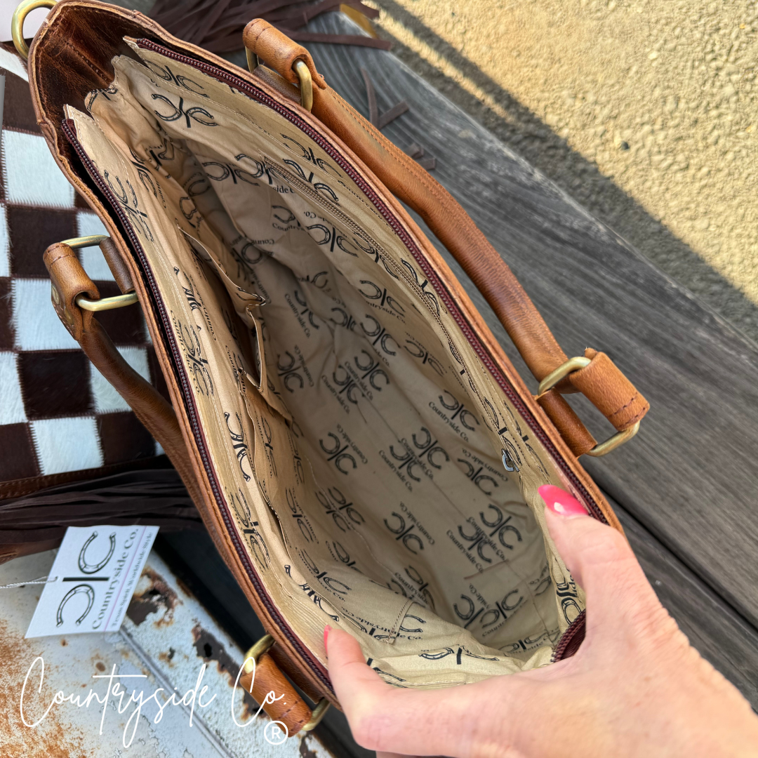 Canyon Check Cowhide Concealed Carry Purse