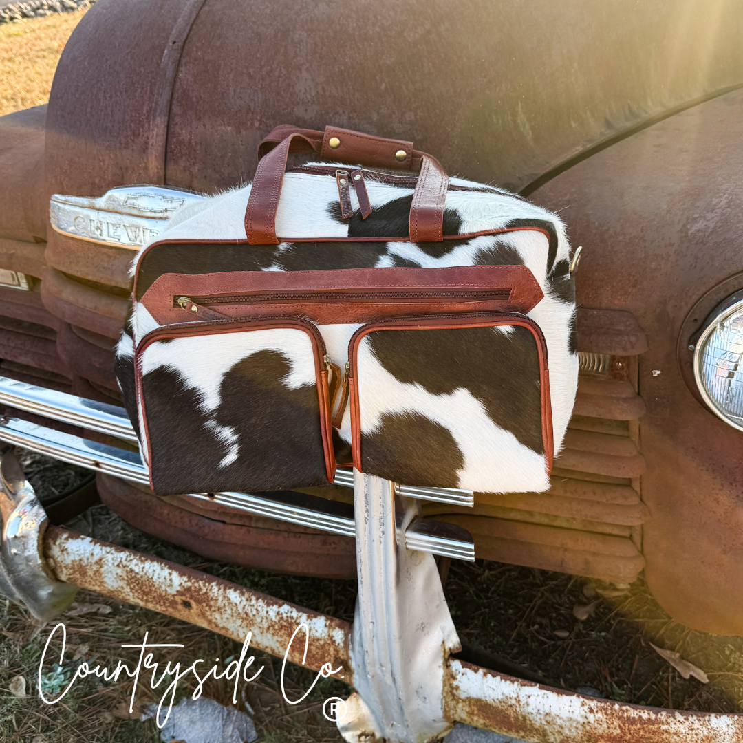 Saddlemen Carry All Cowhide Duffle Travel Bag